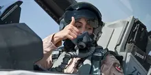 Jet pilot giving thumbs up